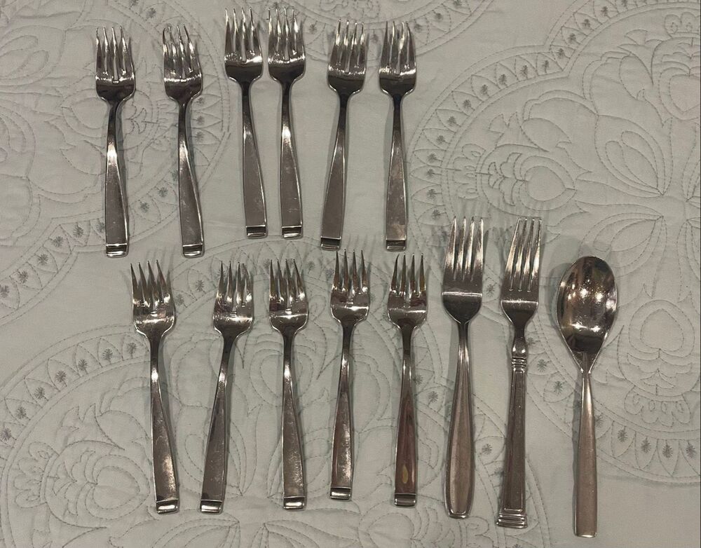 Mix Lot Flatwear Forks Oneida Lenox Junk Drawer Lot of 14